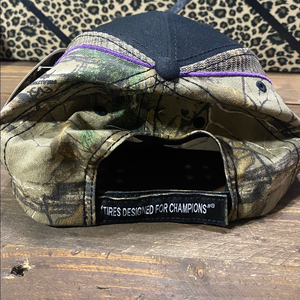 Realtree Xtra Hoosier Racing Tire Camouflage Hat with Black & Purple Details NWT - Picture 4 of 12